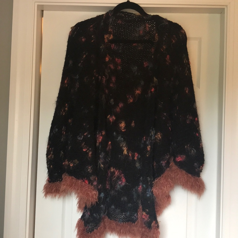 Woman’s Poncho black with pretty fall color accent